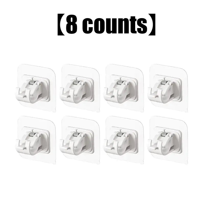 🚪8PCS Curtain Rod Brackets with Clips – Transparent Drapery Hooks