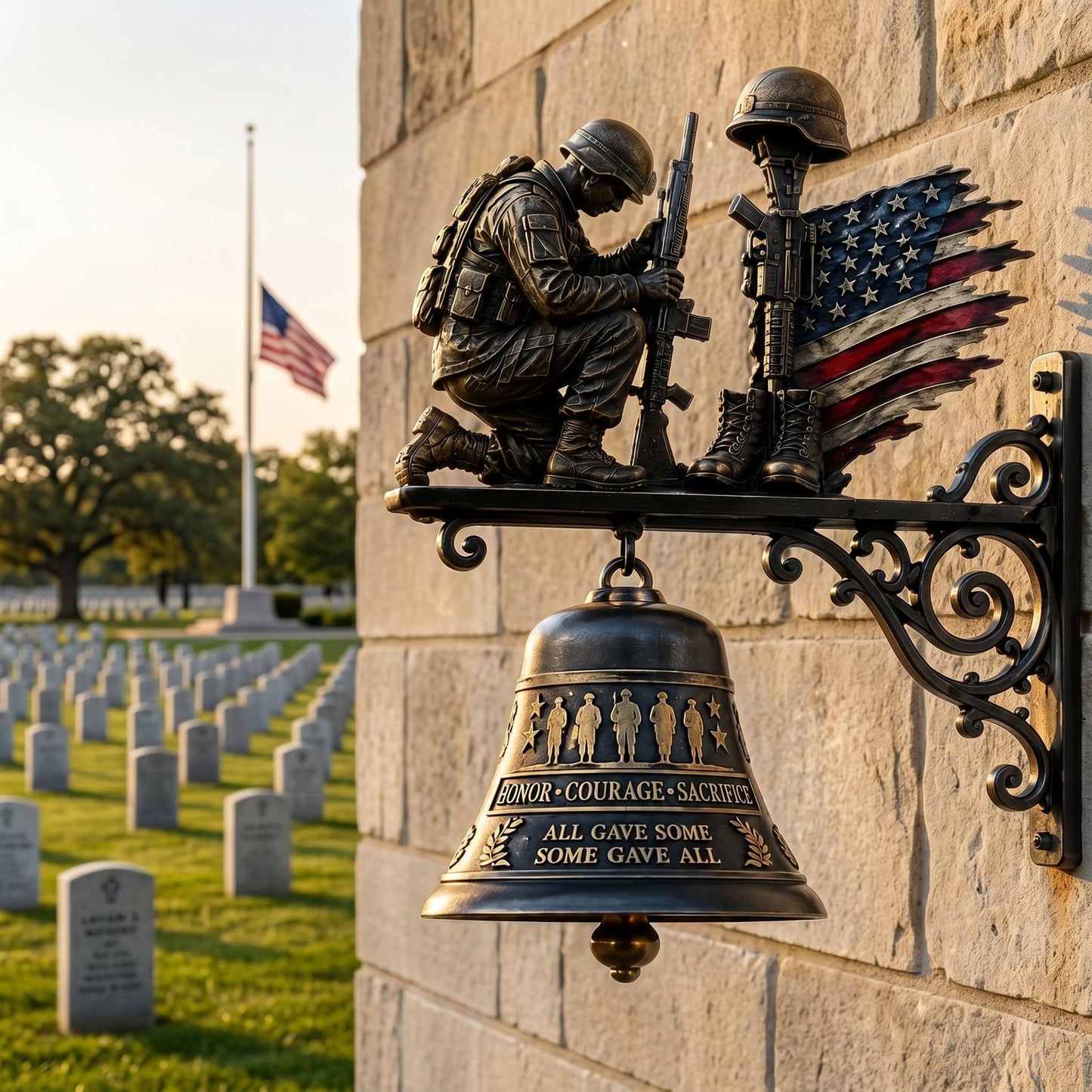 "Honor Courage Sacrifice" Fallen Soldier Wall Bell β A Tribute That Rings Forever