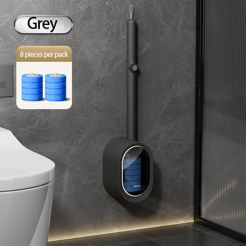 🚽 No-Touch Disposable Toilet Brush – Refillable Heads + Holder, Rotating Deep Cleaner for Under-Rim & Corners, Home & RV Bathroom Tool