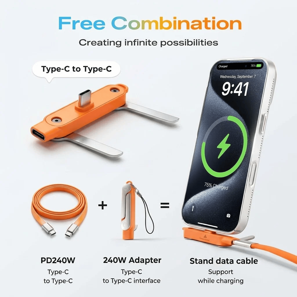 🔥Hot 50% OFF🔥Fast-Charging Cable with Detatchable Stand