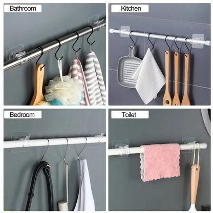 🚪8PCS Curtain Rod Brackets with Clips – Transparent Drapery Hooks
