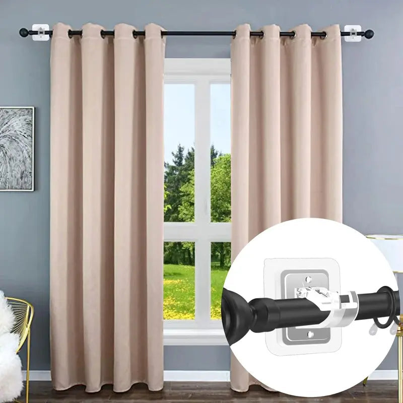 🚪8PCS Curtain Rod Brackets with Clips – Transparent Drapery Hooks