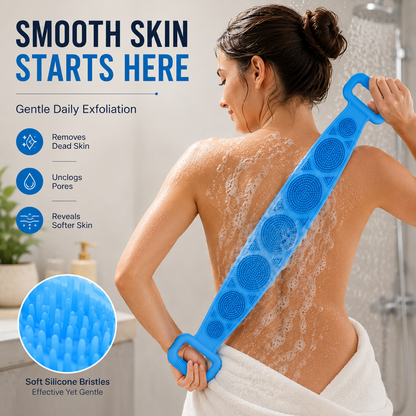 🛁 Deep Clean Silicone Back Scrubber – Double-Sided Shower Brush for Smooth Skin