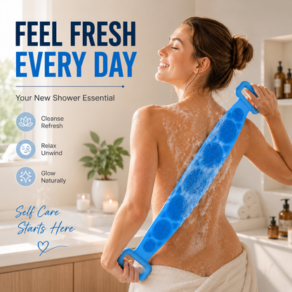🛁 Deep Clean Silicone Back Scrubber – Double-Sided Shower Brush for Smooth Skin