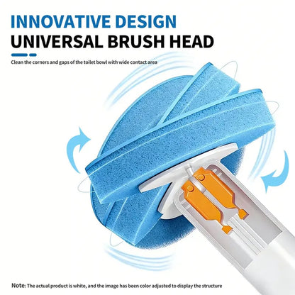 🚽 No-Touch Disposable Toilet Brush – Refillable Heads + Holder, Rotating Deep Cleaner for Under-Rim & Corners, Home & RV Bathroom Tool