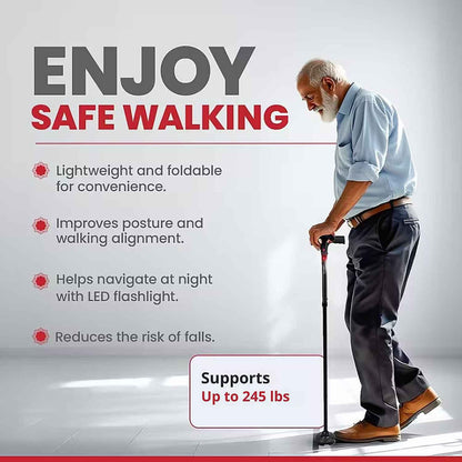 Smart Easy Up Cane With 2 Handle & Anti Slip Base