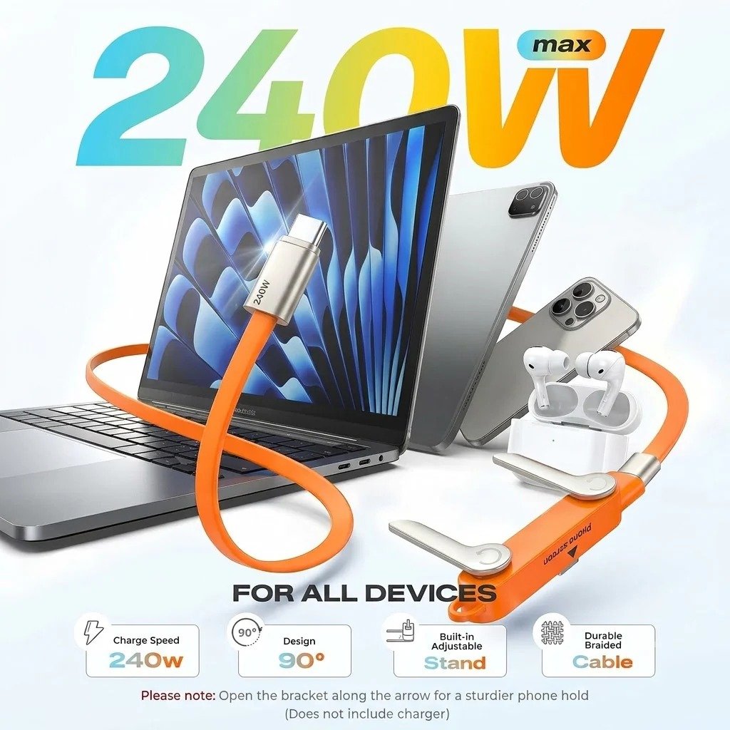🔥Hot 50% OFF🔥Fast-Charging Cable with Detatchable Stand