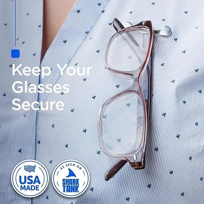 Magnetic Eyeglass Holder for Shirts - Strong Hold for Readers, Sunglasses & Safety Glasses