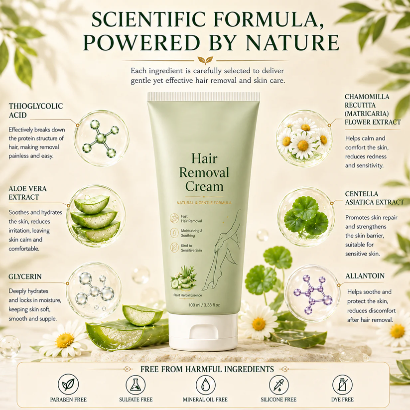 Ahlwo Painless Depilatory Cream – No Razor Bumps, No Harsh Odor