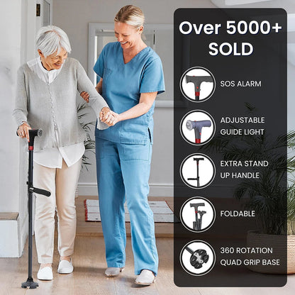 Smart Easy Up Cane With 2 Handle & Anti Slip Base