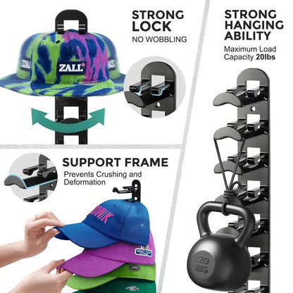 Hat Rack for Wall – Baseball Cap Organizer Holds Up to 20 Hats