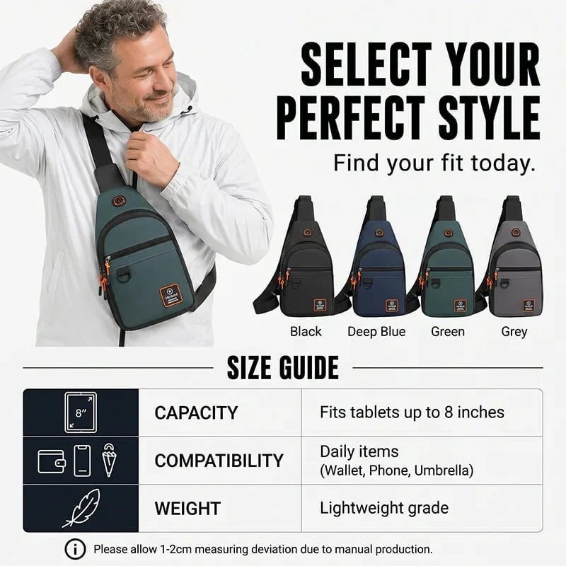 Waterproof Multi-pocket Crossbody Sling Bag
