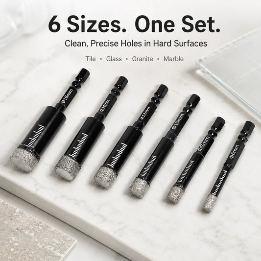 🔥LAST DAY SALE 49% OFF-6 Pcs Diamond Drill Bits Set, 1/4 5/6 3/8 1/2 Inch Brazed Diamond Drill Bits for Precision Drilling in Tile Ceramic Glass Granite Marble Masonry