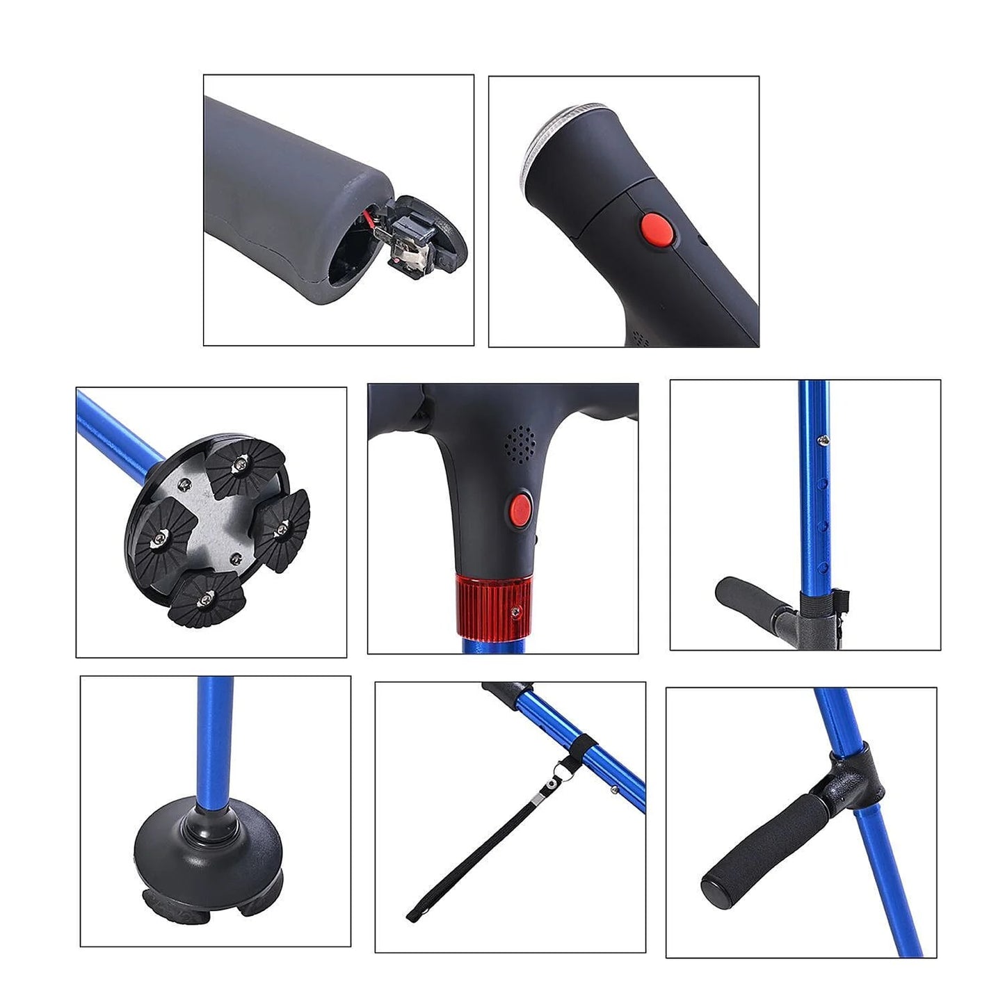 Smart Easy Up Cane With 2 Handle & Anti Slip Base