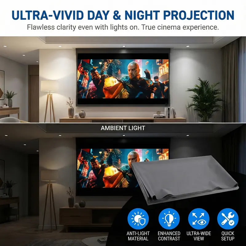 🏠🎬100inch 4K UHD Anti-Light Foldable Portable Projector Scree