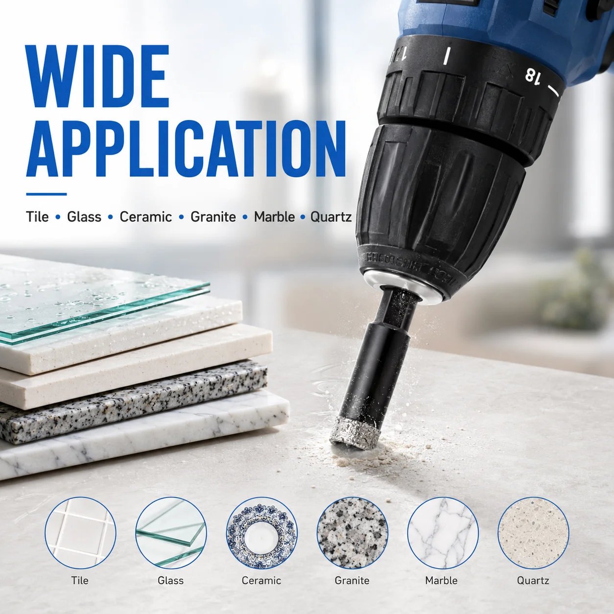 🔥LAST DAY SALE 49% OFF-6 Pcs Diamond Drill Bits Set, 1/4 5/6 3/8 1/2 Inch Brazed Diamond Drill Bits for Precision Drilling in Tile Ceramic Glass Granite Marble Masonry
