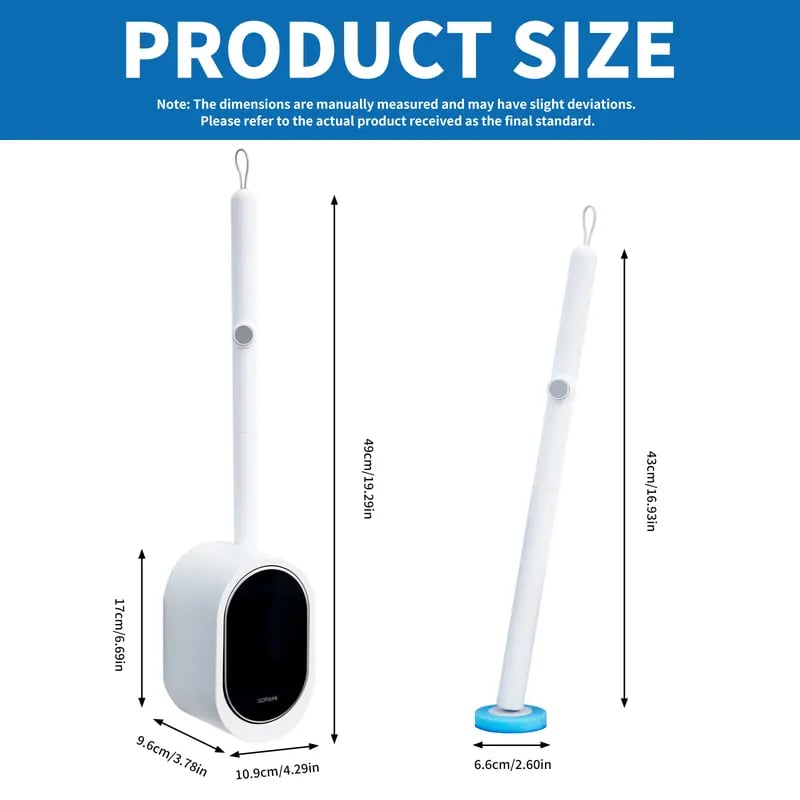 🚽 No-Touch Disposable Toilet Brush – Refillable Heads + Holder, Rotating Deep Cleaner for Under-Rim & Corners, Home & RV Bathroom Tool