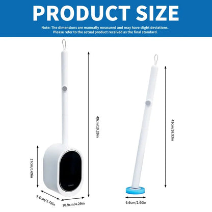 🚽 No-Touch Disposable Toilet Brush – Refillable Heads + Holder, Rotating Deep Cleaner for Under-Rim & Corners, Home & RV Bathroom Tool
