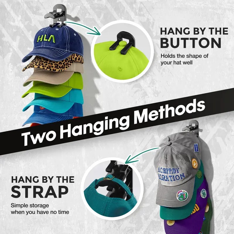 Hat Rack for Wall – Baseball Cap Organizer Holds Up to 20 Hats