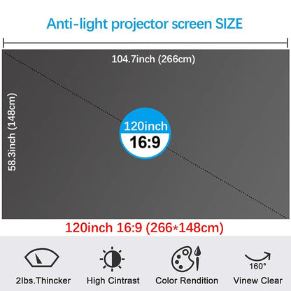 🏠🎬100inch 4K UHD Anti-Light Foldable Portable Projector Scree