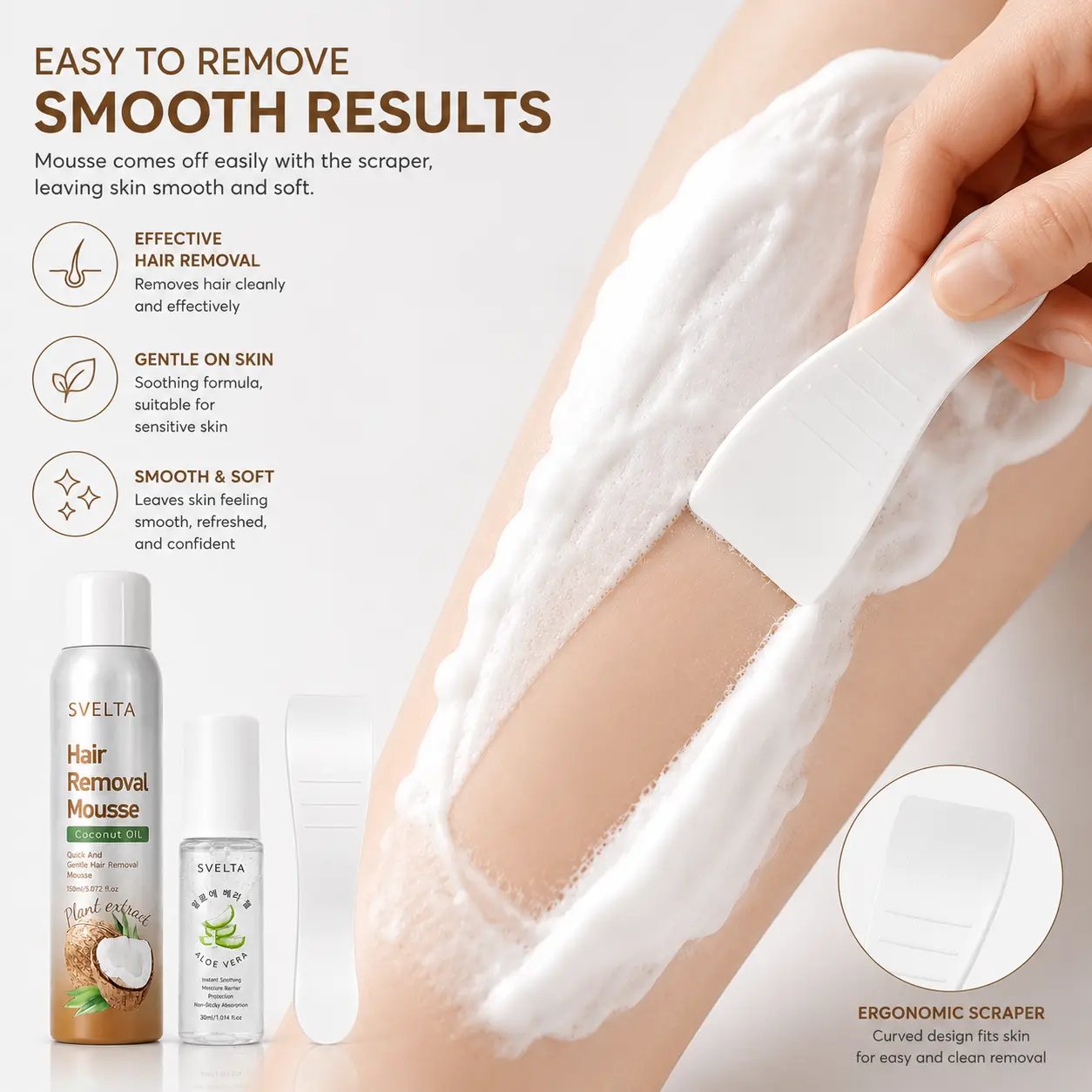🔥LAST DAY SALE 49% OFF-🥥Bikini Hair Removal Mousse – Quick & Gentle Depilatory Foam with Coconut Oil & Aloe Vera