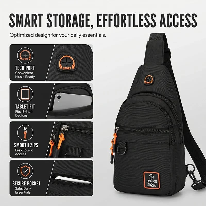 Waterproof Multi-pocket Crossbody Sling Bag