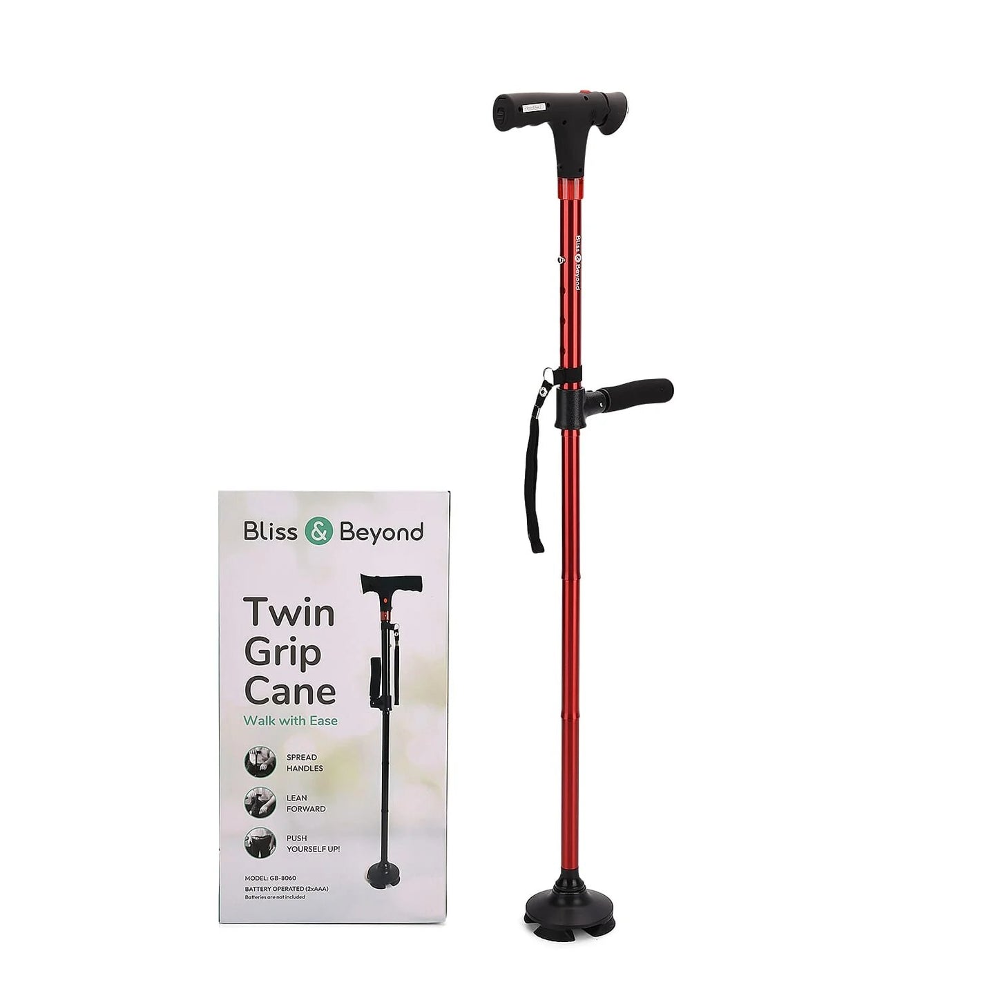 Smart Easy Up Cane With 2 Handle & Anti Slip Base