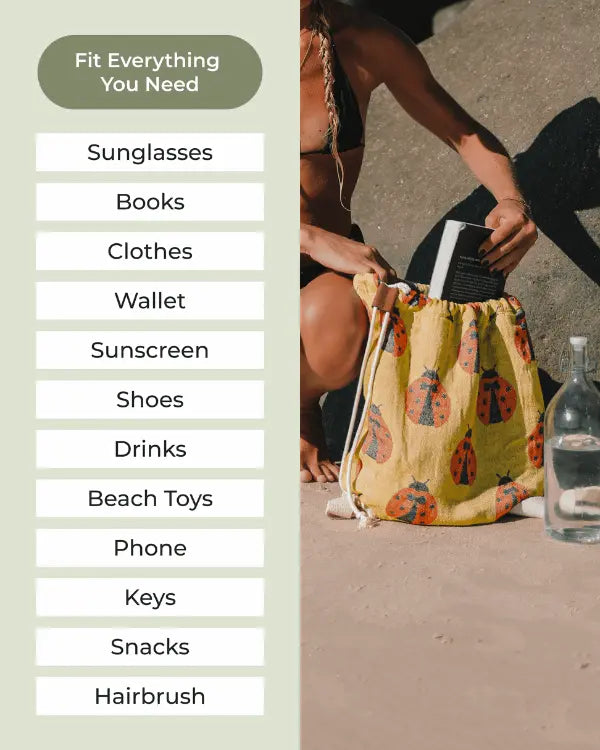 Sand Cloud 2 in 1 Towel Bag | Convertible Organic Turkish Cotton Beach Towel Backpack, Sand Resistant Quick Dry Boho Beach Blanket with Hidden Zip Pocket for Beach Pool Festival Camping